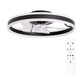 ValueLights Integrated LED Ceiling Fan with Remote Control, Clear Blades, Timer and 3 Speed Functions - Circle Design