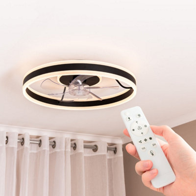 ValueLights Integrated LED Ceiling Fan with Remote Control, Clear Blades, Timer and 3 Speed Functions - Circle Design