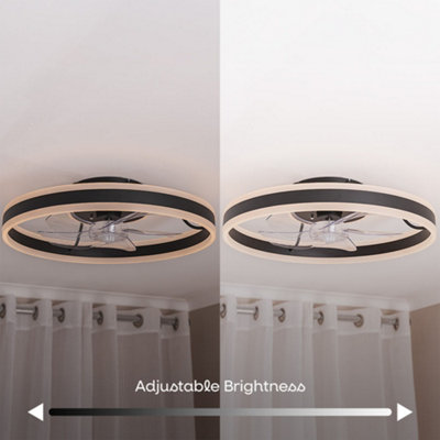 ValueLights Integrated LED Ceiling Fan with Remote Control, Clear Blades, Timer and 3 Speed Functions - Circle Design