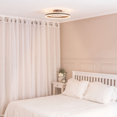 ValueLights Integrated LED Ceiling Fan with Remote Control, Clear Blades, Timer and 3 Speed Functions - Circle Design