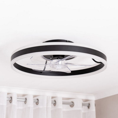 ValueLights Integrated LED Ceiling Fan with Remote Control, Clear Blades, Timer and 3 Speed Functions - Circle Design
