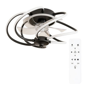 ValueLights Integrated LED Ceiling Fan with Remote Control, Clear Blades, Timer and 3 Speed Functions - Swirl Design