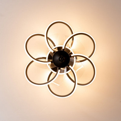 ValueLights Integrated LED Ceiling Fan with Remote Control, Clear Blades, Timer and 3 Speed Functions - Swirl Design
