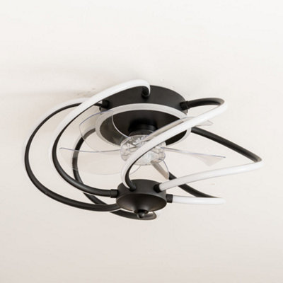 ValueLights Integrated LED Ceiling Fan with Remote Control, Clear Blades, Timer and 3 Speed Functions - Swirl Design