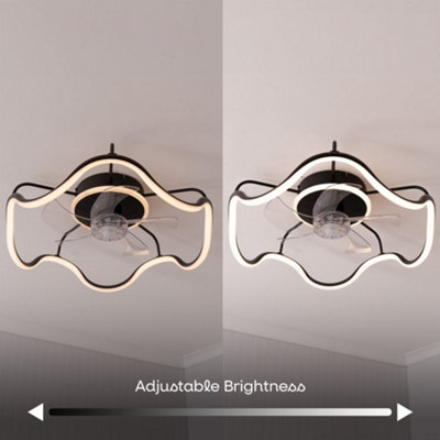 ValueLights Integrated LED Ceiling Fan with Remote Control, Clear Blades, Timer and 3 Speed Functions - Wave Design