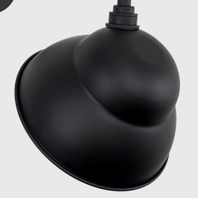 ValueLights IP23 Rated Black Metal Swan Neck Outdoor Wall Light With Dome Shaped Light Shade
