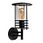 ValueLights IP44 Rated Black Fisherman's Lantern Cage Outdoor Garden Wired Wall Light