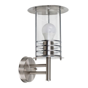 ValueLights IP44 Rated Silver Fisherman's Lantern Cage Outdoor Garden Wired Wall Light