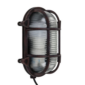 ValueLights IP64 Rated Oval Rust Effect Nautical Design Frosted Lens Outdoor Wall Light