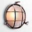 ValueLights IP64 Rated Round Metal Copper Nautical Design Frosted Lens Outdoor Wall Fisherman Light