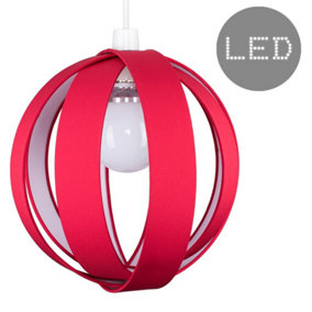 ValueLights J90 Red Ceiling Pendant Shade and B22 GLS LED 10W Warm White 3000K Bulb