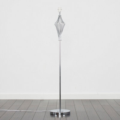 ValueLights Jaspa Modern Polished Chrome Metal Wire Geometric Diamond Design Floor Lamp Base