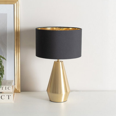 ValueLights Jax Gold Dimmable Touch Table Lamp with Black with Gold ...