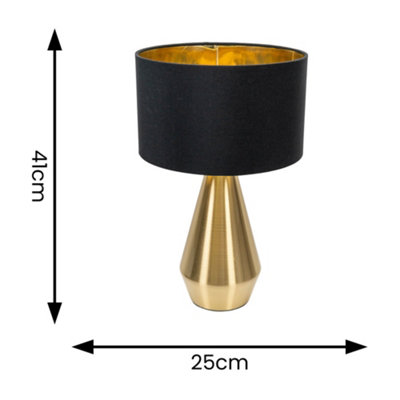 ValueLights Jax Gold Dimmable Touch Table Lamp with Black with Gold ...