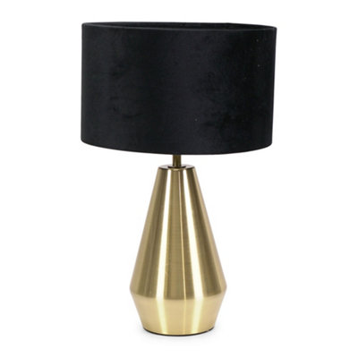 ValueLights Jax Gold Metal Touch Dimmer Table Lamp with Black Velvet Shade