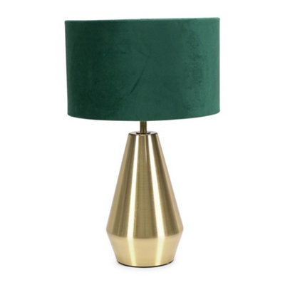 ValueLights Jax Gold Metal Touch Dimmer Table Lamp with Forest Green Velvet Shade