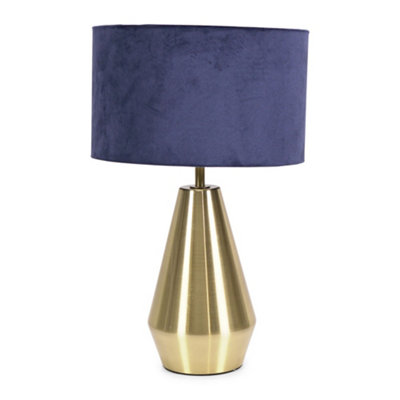 ValueLights Jax Gold Metal Touch Dimmer Table Lamp with Navy Blue Velvet Shade