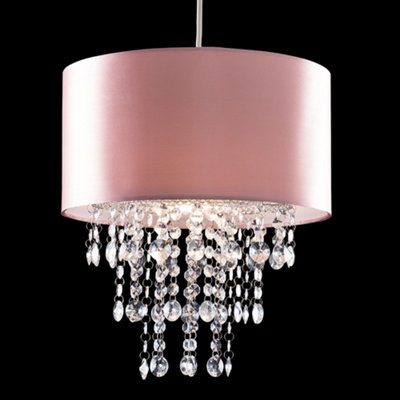 ValueLights Jesmond Pink Ceiling Droplets Shade and Bulb (D)32cm