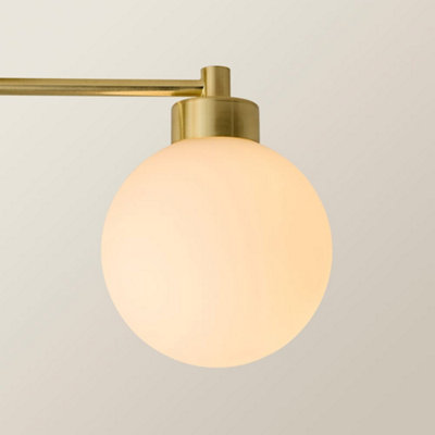 ValueLights Jonah 3 Way Brushed Gold Ceiling Light with Globe Shades