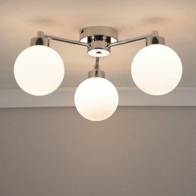 ValueLights Jonah 3 Way Polished Chrome Ceiling Light Fitting with Globe Shades