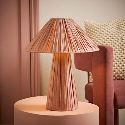 ValueLights Kaiya Pink Woven Paper Tapered Table Lamp