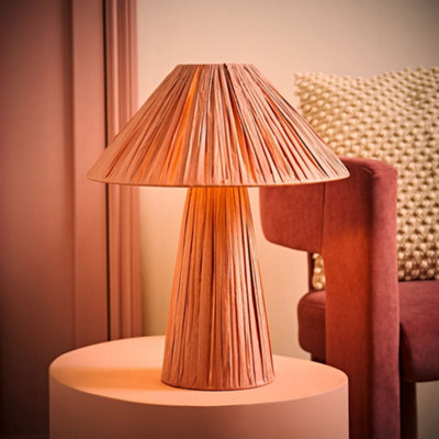 ValueLights Kaiya Pink Woven Paper Tapered Table Lamp