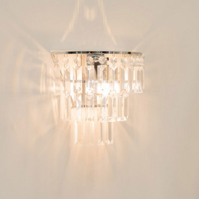 ValueLights Kelsks Chrome and Clear Acrylic Jewel Droplet Wall Light