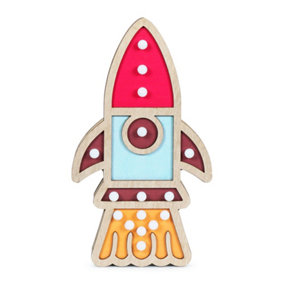 ValueLights Kids Battery Powered Wooden Rocket Wall or Table Lamp