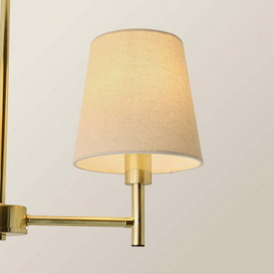 ValueLights Kincaid 3 Arm Brushed Gold Chandelier Ceiling Light with Tapered Shades and Bulbs