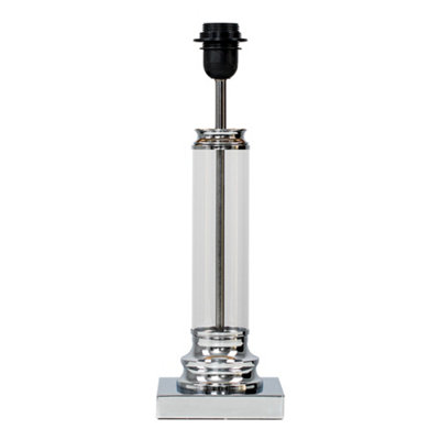 ValueLights Knowles Modern Clear Glass Column Design Touch Table Lamp Base
