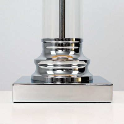 ValueLights Knowles Modern Clear Glass Column Design Touch Table Lamp Base