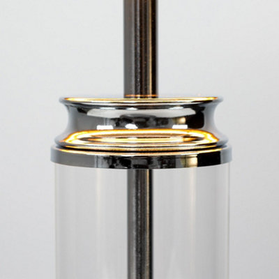 ValueLights Knowles Modern Clear Glass Column Design Touch Table Lamp Base
