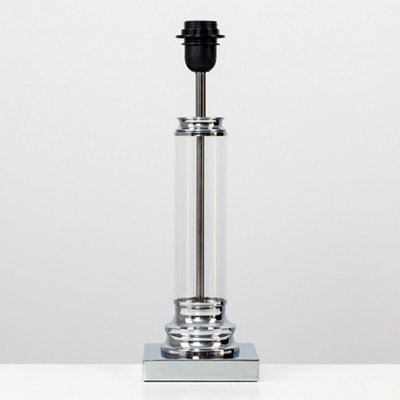 ValueLights Knowles Modern Clear Glass Column Design Touch Table Lamp Base