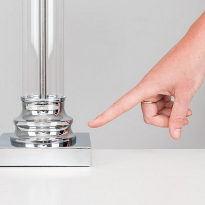ValueLights Knowles Modern Clear Glass Column Design Touch Table Lamp Base