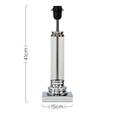 ValueLights Knowles Modern Clear Glass Column Design Touch Table Lamp Base
