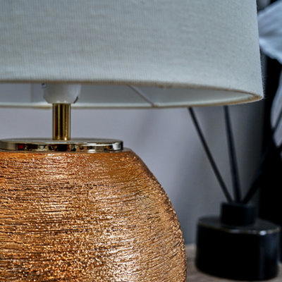 ValueLights Krista Modern Metallic Copper Effect Ceramic Table Lamp with Cream Shade