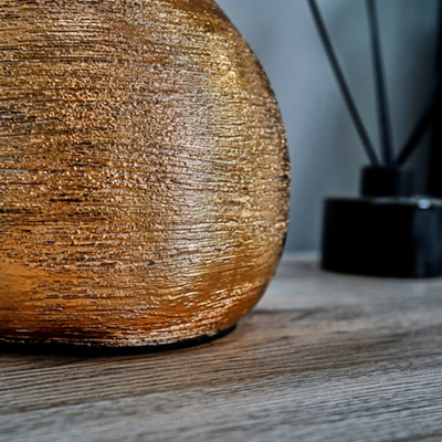 ValueLights Krista Modern Metallic Copper Effect Ceramic Table Lamp with Cream Shade