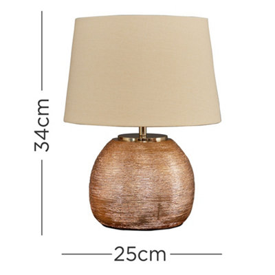 ValueLights Krista Modern Metallic Copper Effect Ceramic Table Lamp with Cream Shade