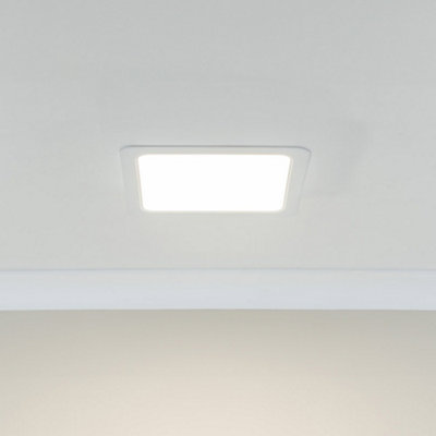 ValueLights Lacey White Square IP44 Bathroom Flush or Recessed Integrated LED Ceiling Light