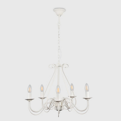 ValueLights Large Ivory White Vintage Style 5 Way Ceiling Light Chandelier
