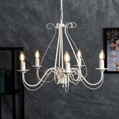 ValueLights Large Ivory White Vintage Style 5 Way Ceiling Light