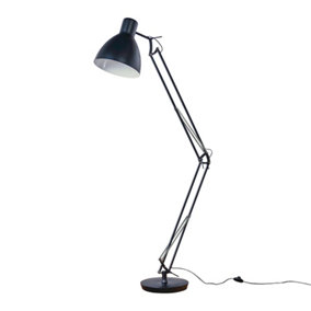 ValueLights Large Modern Angled Design Floor Lamp In Matt Black Finish