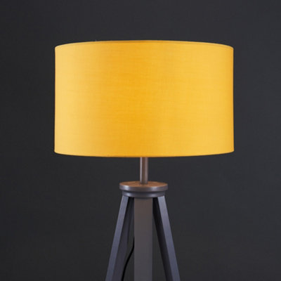 Mustard and grey floor outlet lamp