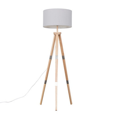 ValueLights Large Modern Light Wood And Metal Tripod Design Floor Lamp ...