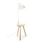 ValueLights Large Wooden Floor Lamp with Fabric Tapered Shade and Coffee Table - Bulb Included