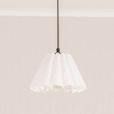 ValueLights Lauren White Fabric Pleated Scallop Edge Tapered Ceiling Floor Table Lamp Shade