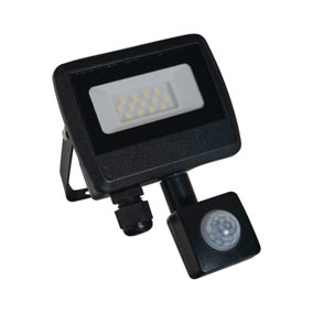 ValueLights LED 10w PIR Motion Sensor IP65 Black Outdoor Garden Flood Wall Light In Cool White