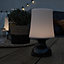ValueLights LED Wireless Outdoor Portable Battery Operated Black Touch Table Lamp With White Shade