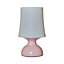 ValueLights LED Wireless Outdoor Portable Battery Operated Pink Touch Table Lamp With White Shade