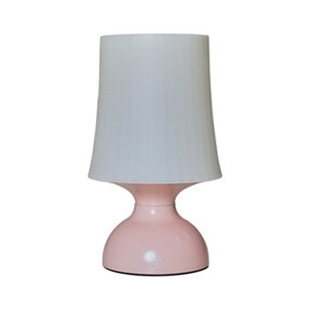 ValueLights LED Wireless Outdoor Portable Battery Operated Pink Touch Table Lamp With White Shade
